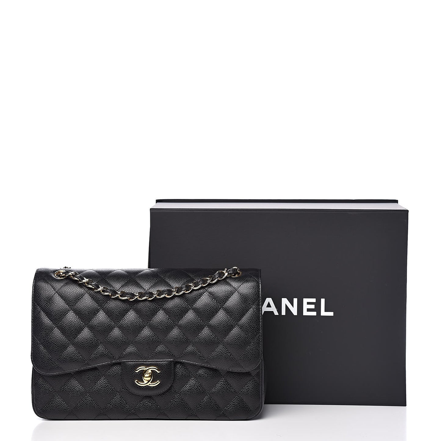 Caviar Quilted Jumbo Double Flap Black