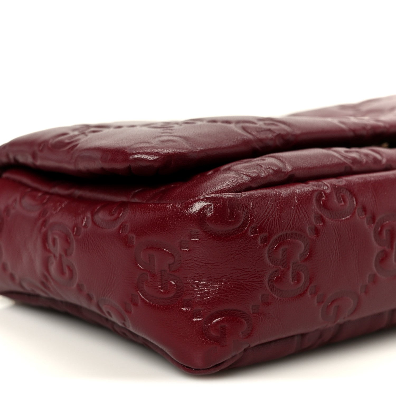 Gucci Lambskin Embossed Mini GG Milano Top Handle Shoulder Bag Rosso Ancora 10 of 11