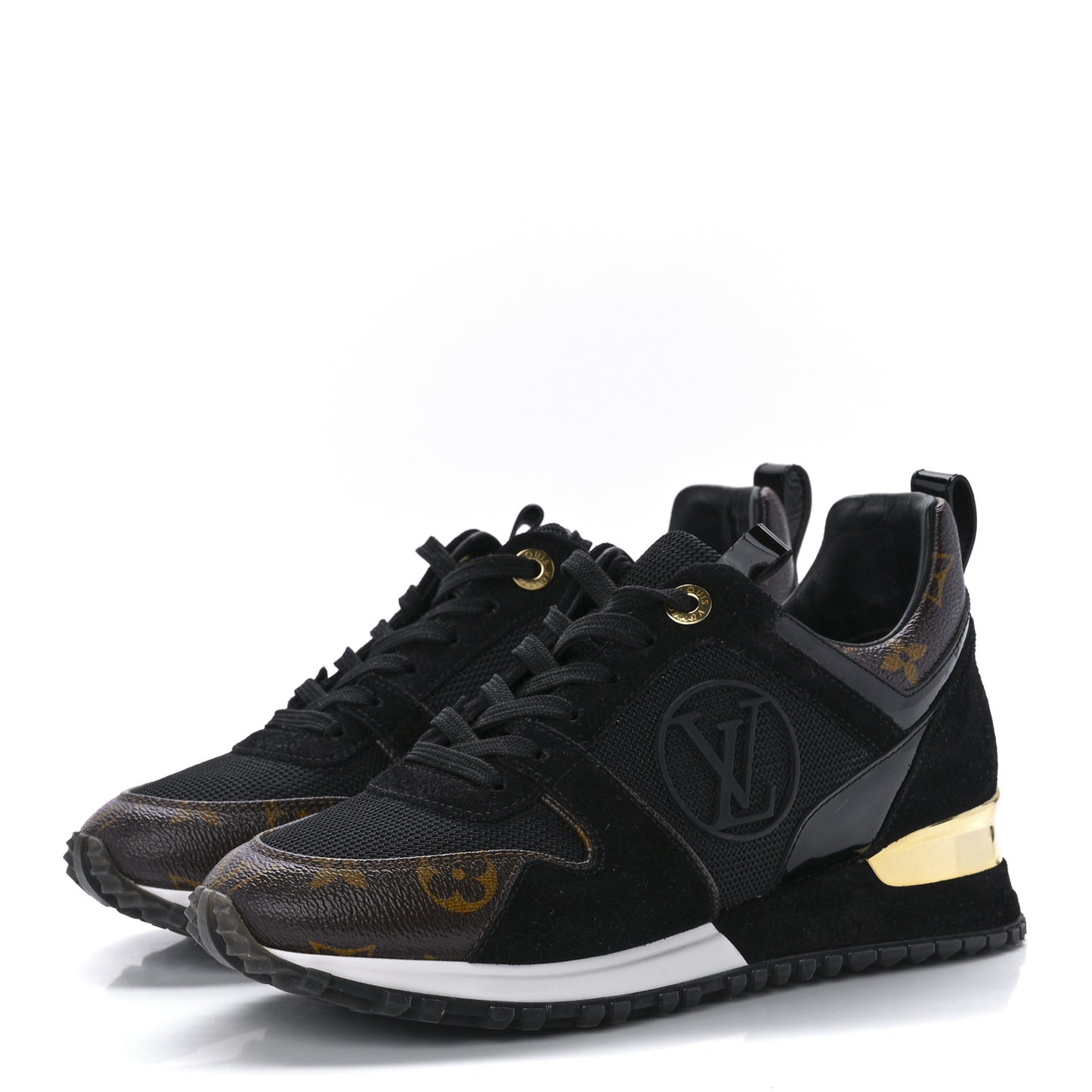 Suede Monogram Run Away Sneakers 36 Black