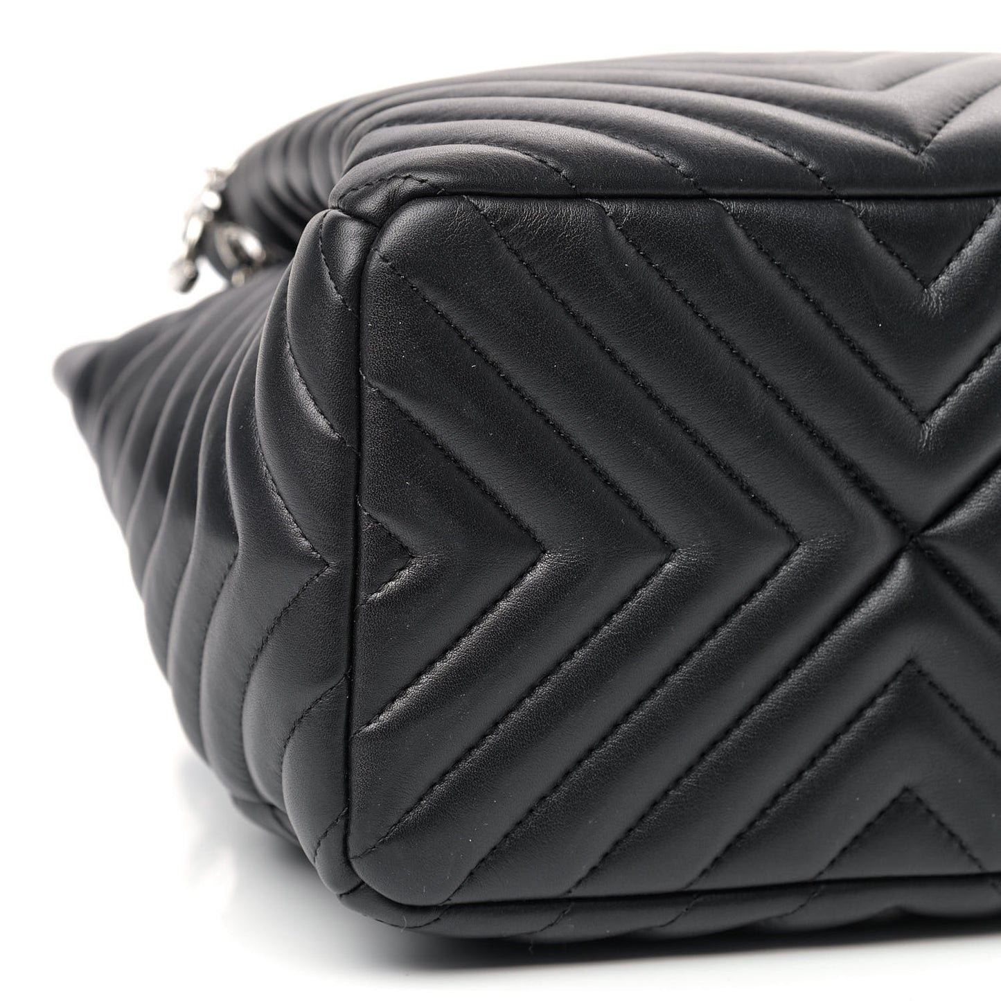 Calfskin Chevron Small Urban Spirit Drawstring Bag Black