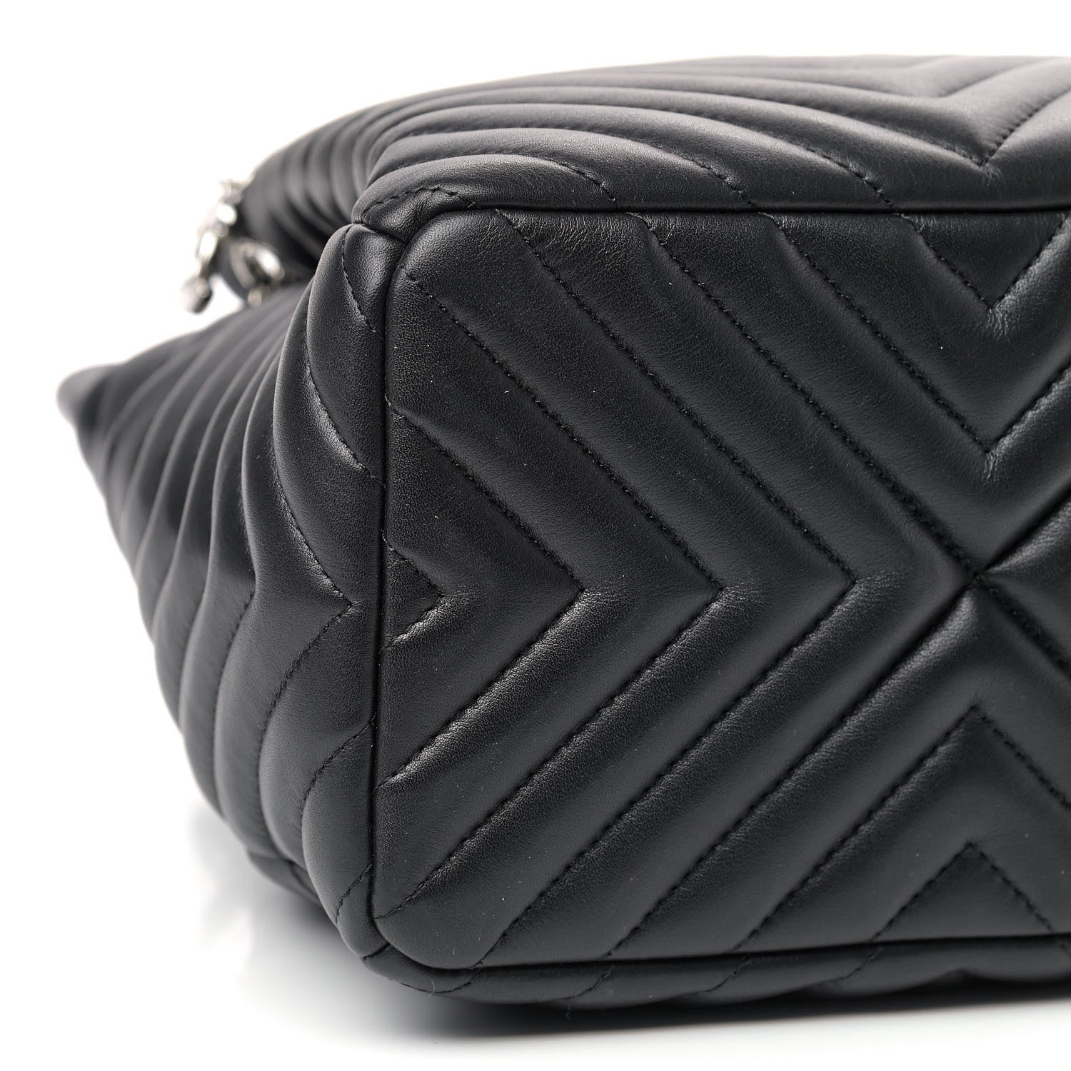 Chanel Calfskin Chevron Small Urban Spirit Drawstring Bag Black 6 of 9