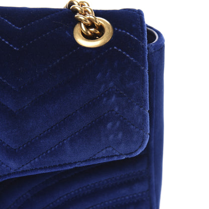 Gucci Velvet Matelasse Medium GG Marmont Shoulder Bag Cobalt Blue 11 of 14