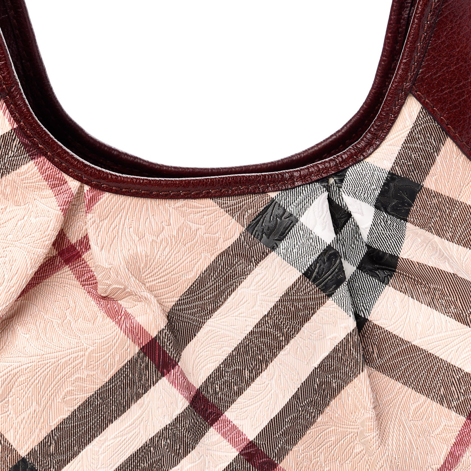 Burberry Nova Check Embossed Brooklyn Hobo Burgundy 11 of 12