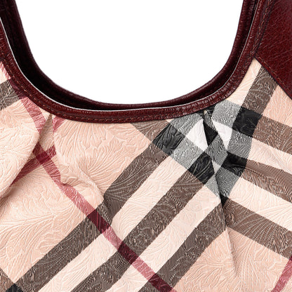 Burberry Nova Check Embossed Brooklyn Hobo Burgundy 11 of 12