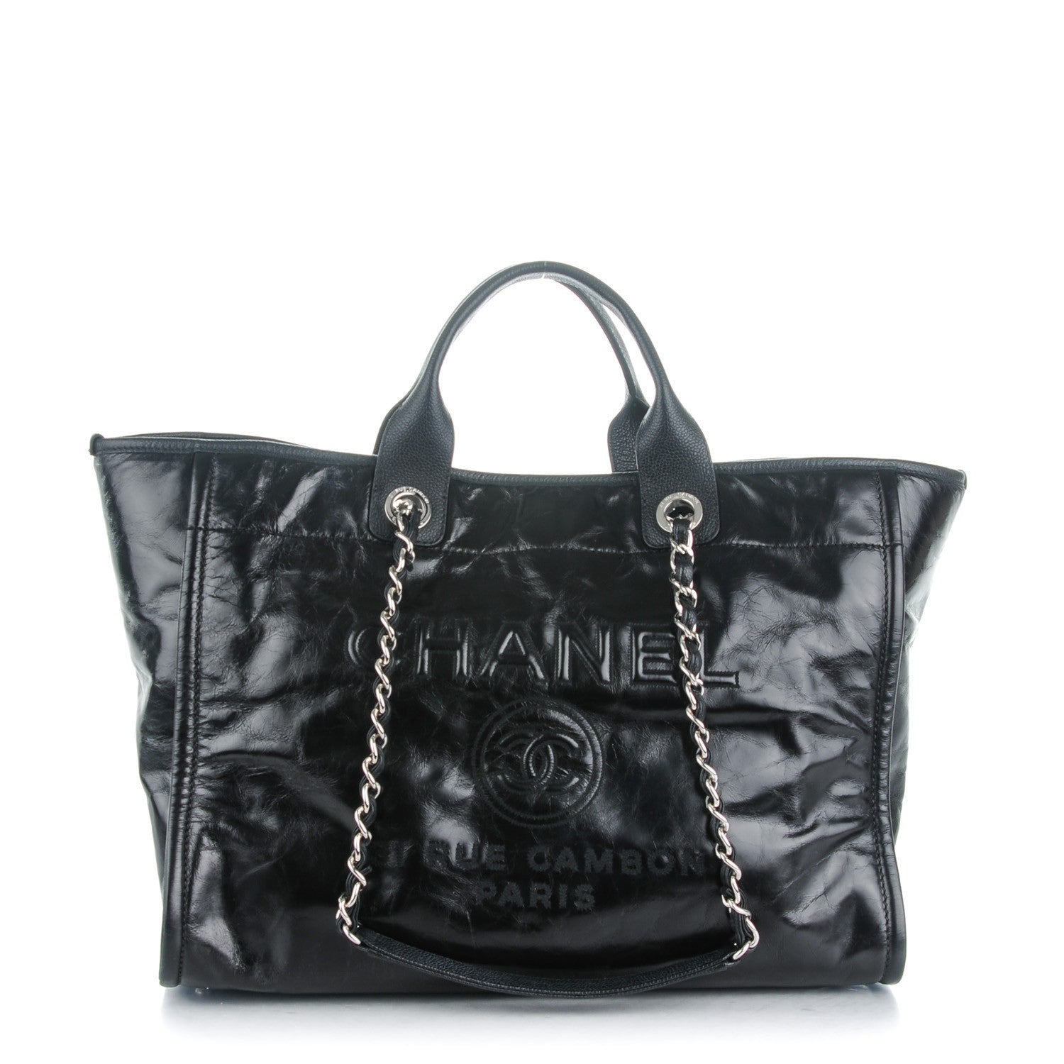 Chanel Glazed Calfskin Large Deauville Tote Black 1 of 7