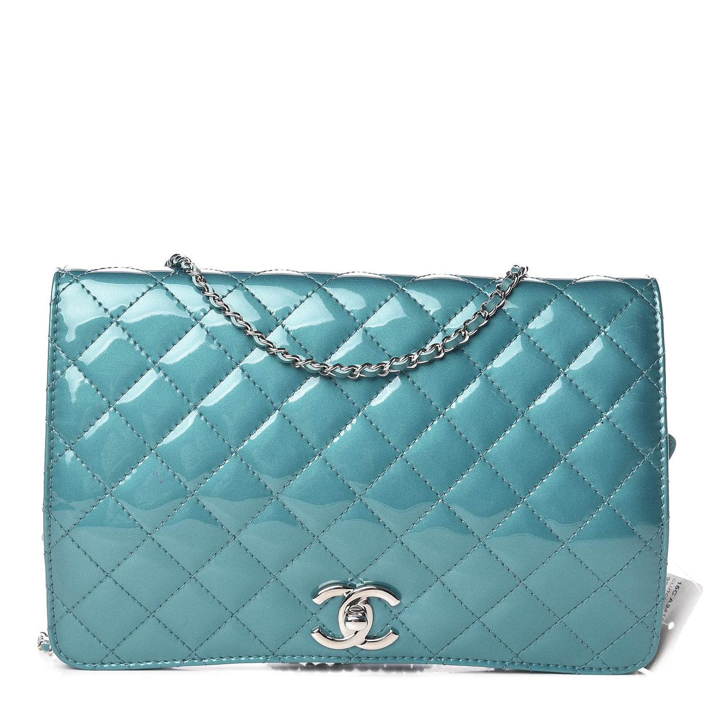 Patent Quilted Clutch Flap Green