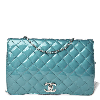 Chanel Patent Quilted Clutch Flap Green 1 of 11