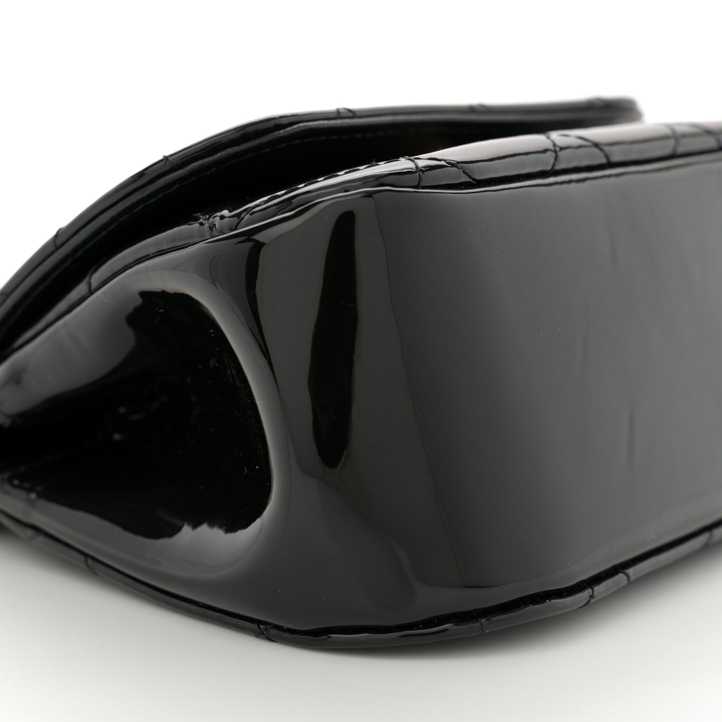 Patent Quilted Frame Clutch Flap With Chain Black