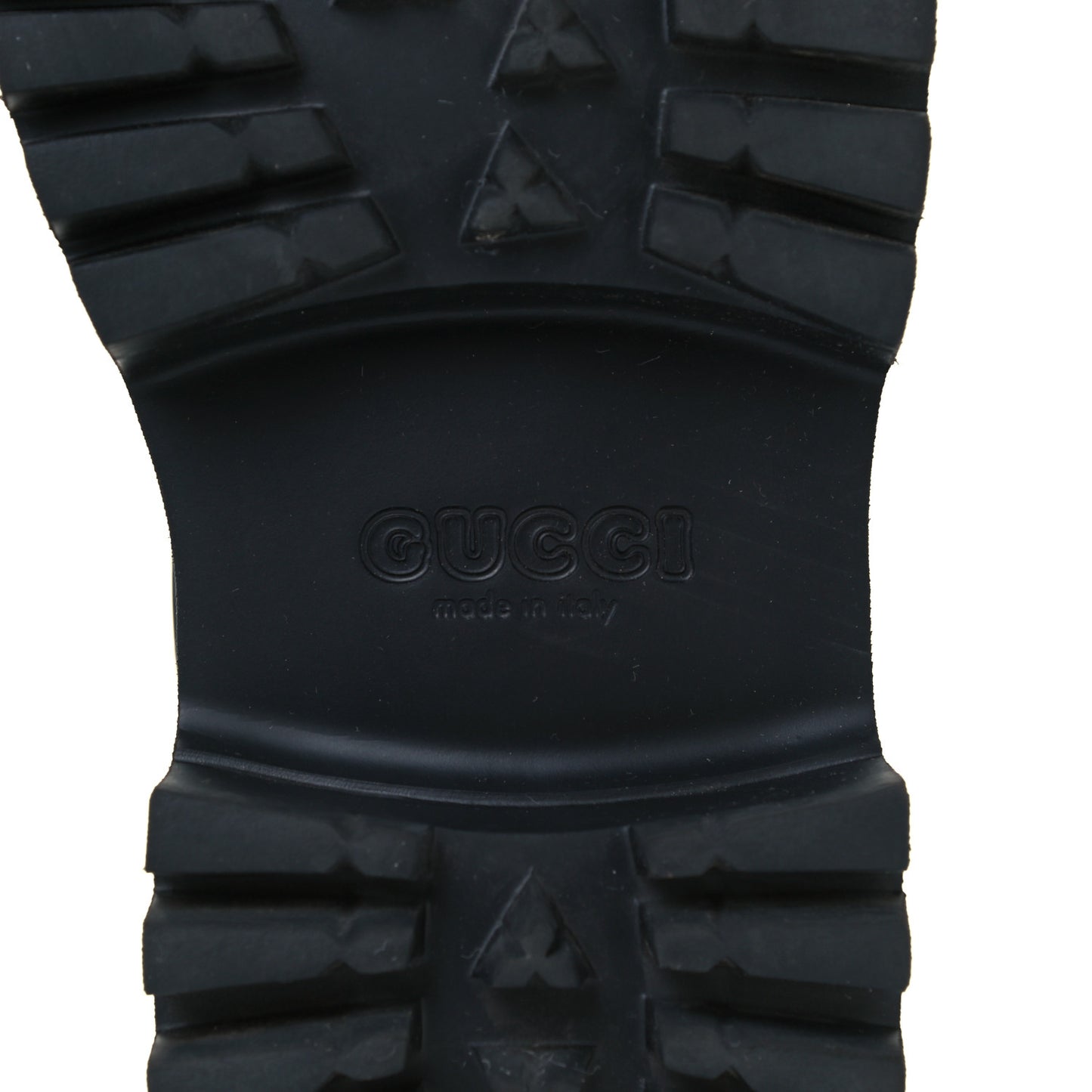 Rubber GG Monogram Perforated Elea Platform 55mm Lug Sole Sandals 38 Black