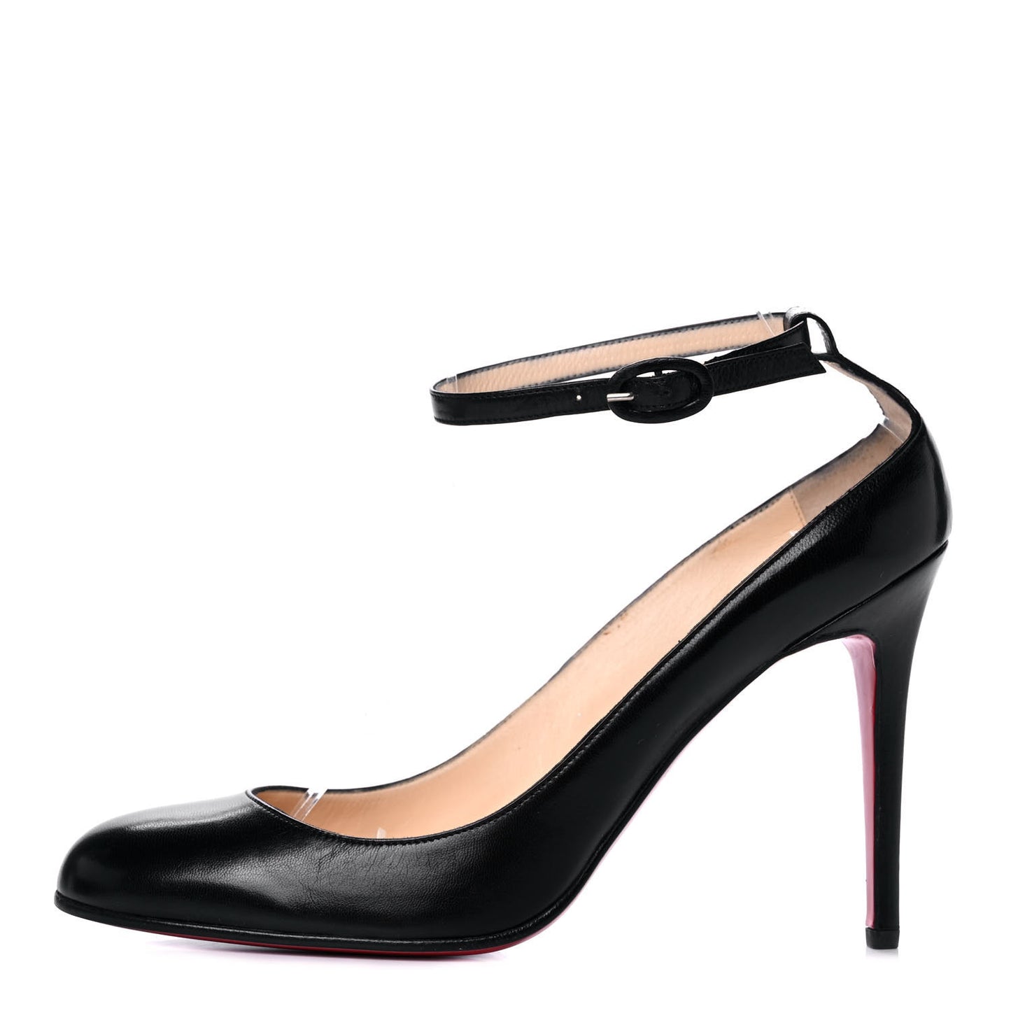 Shiny Nappa Chironde Ankle Strap Pumps 38 Black