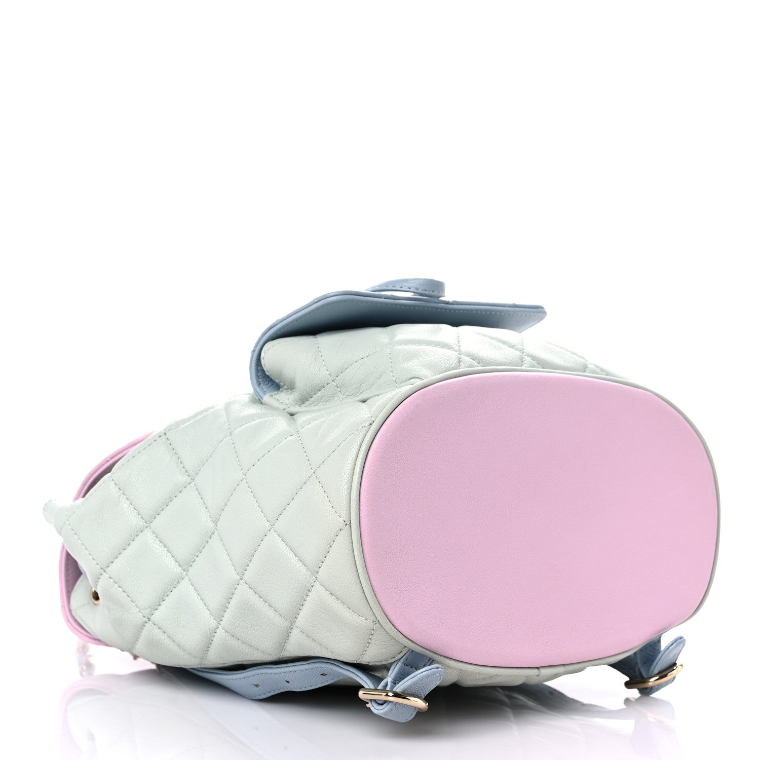 Chanel Goatskin Quilted Duma Drawstring Backpack Green Blue Pink 4 of 11