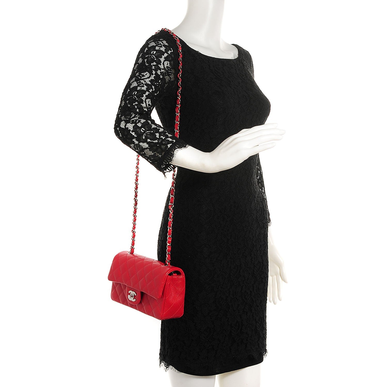 Chanel Caviar Quilted Mini Rectangular Flap Red 2 of 8