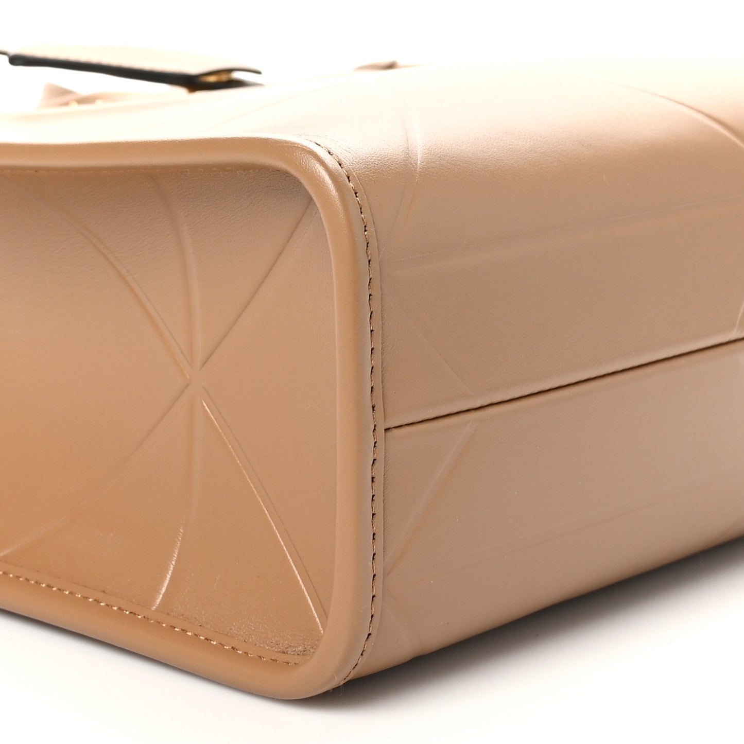 Soft Calfskin Triangolo Symbole Embossed Mini Tote Caramel