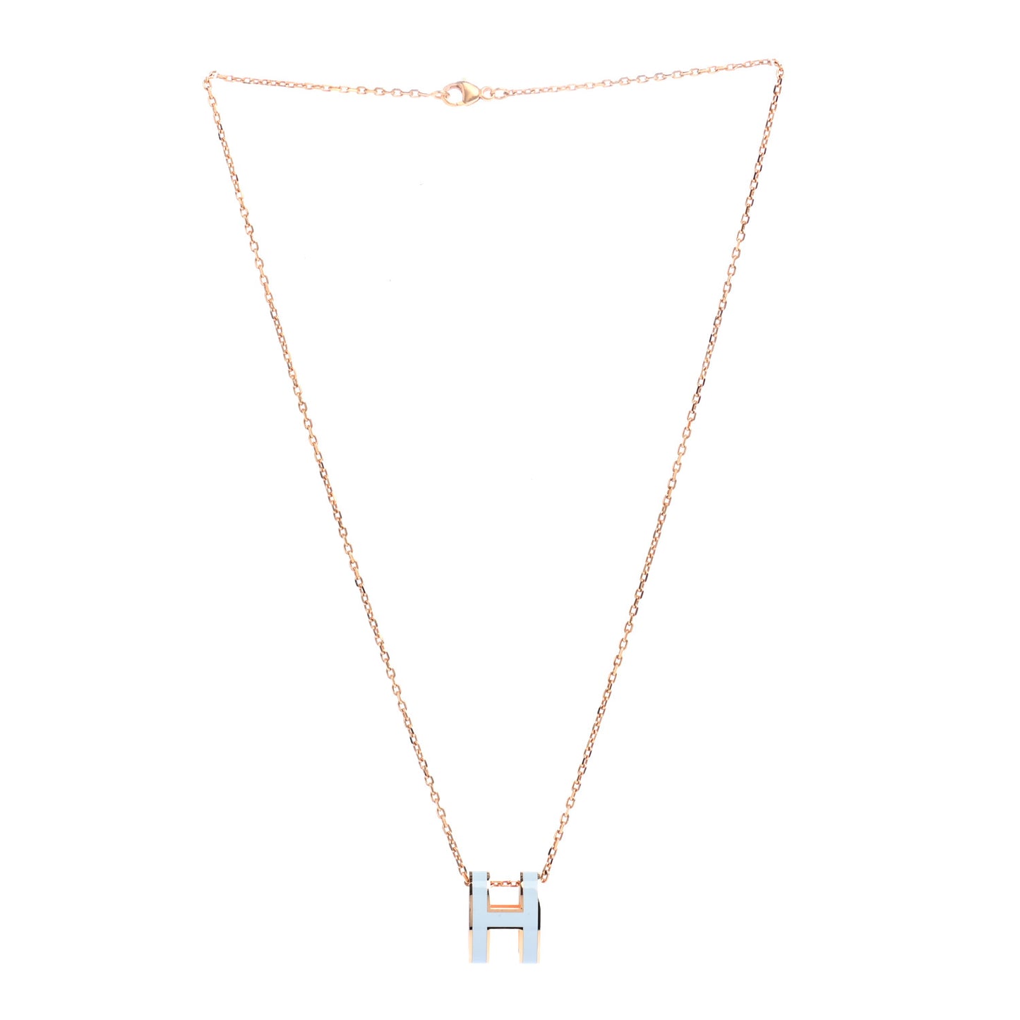 Lacquered Gold Pop H Pendant Necklace Bleu Pastel