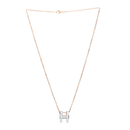 Hermes Lacquered Gold Pop H Pendant Necklace Bleu Pastel 3 of 8