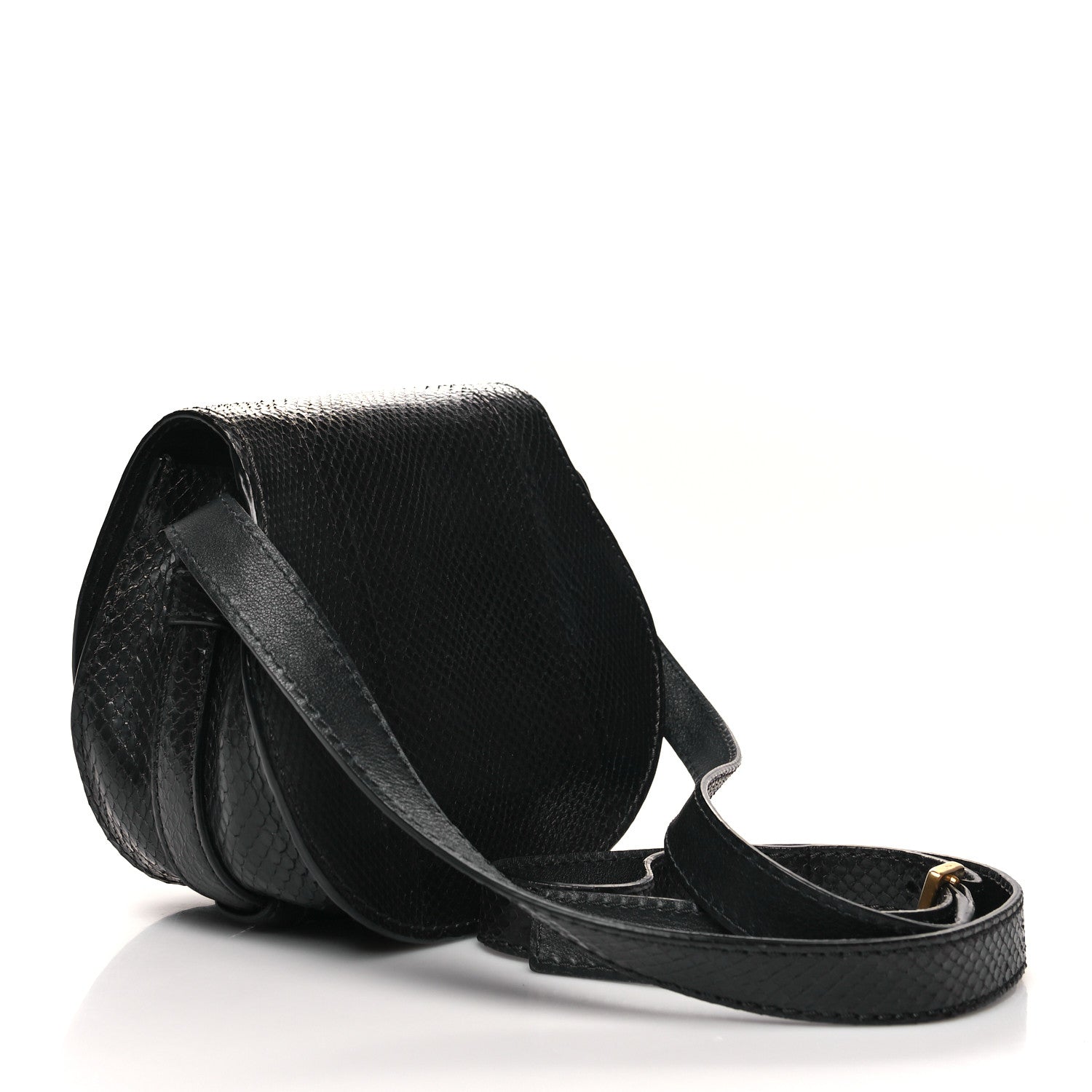 Chloe Snakeskin Mini Marcie Round Crossbody Bag Black 2 of 10