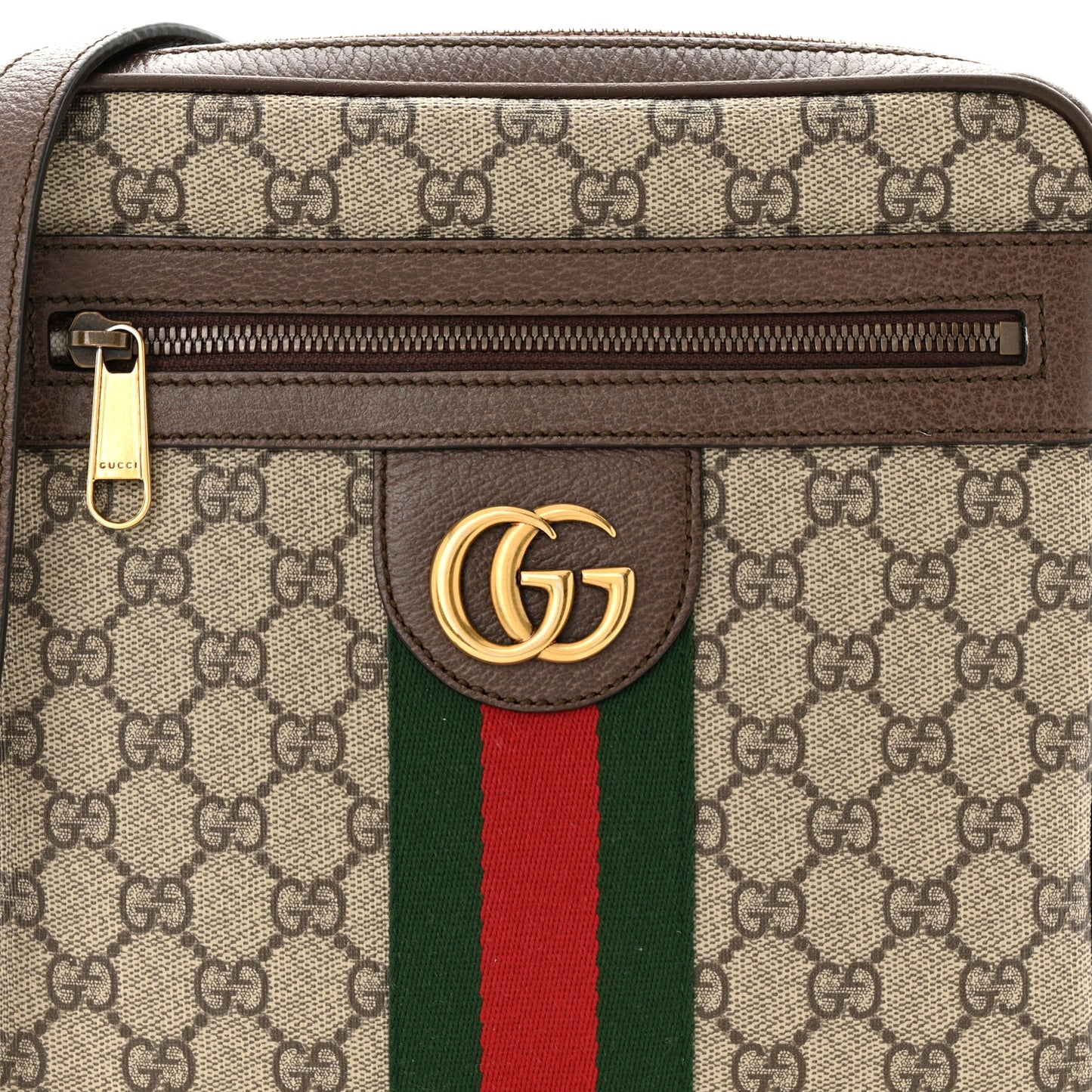 GG Supreme Monogram Web Small Ophidia Messenger Bag Brown
