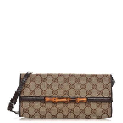Gucci Monogram Bamboo Bar Clutch Dark Brown 1 of 8