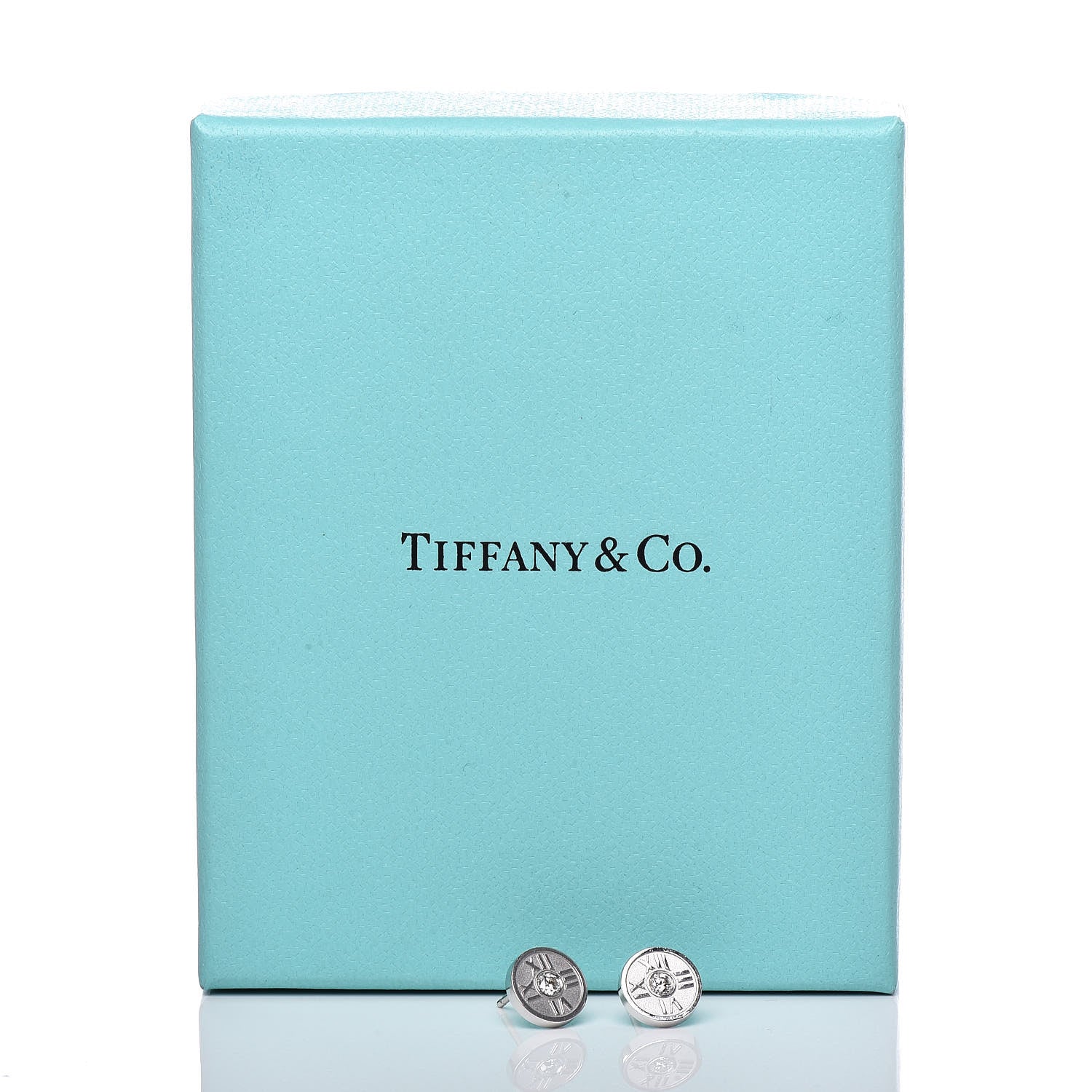 Tiffany 18K White Gold Diamond Atlas Stud Earrings 5 of 5