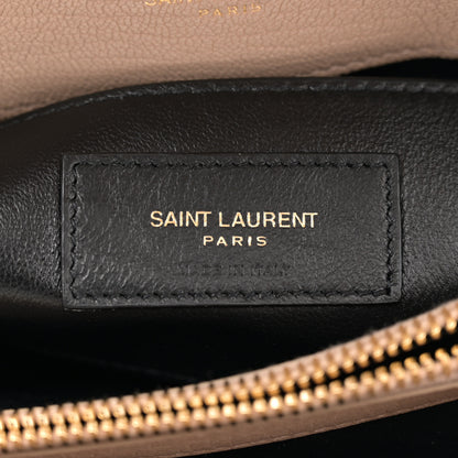 Saint Laurent Sheepskin Matelasse Chevron Monogram Medium College Bag Dark Beige 6 of 10
