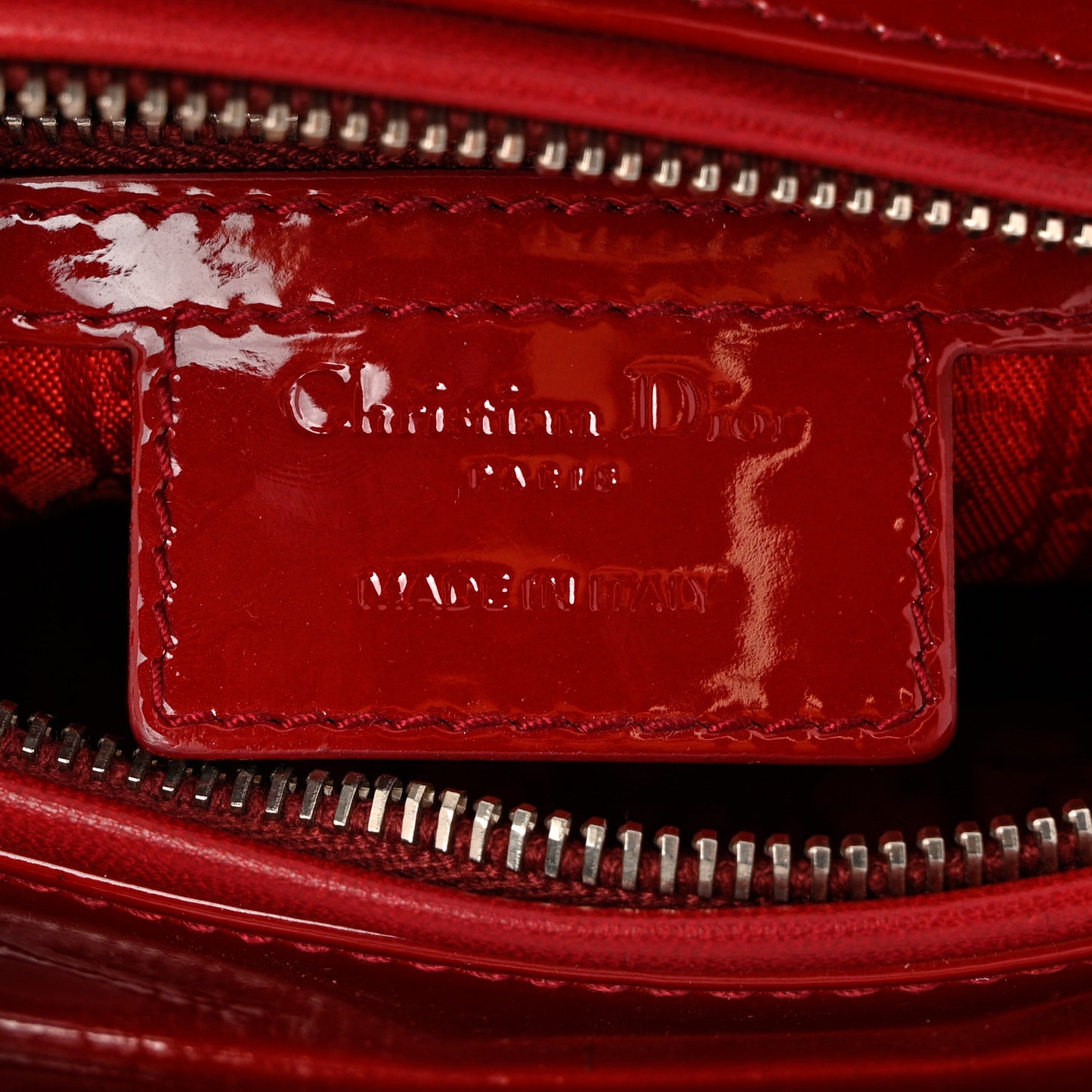 Patent Cannage Medium Lady Dior Red