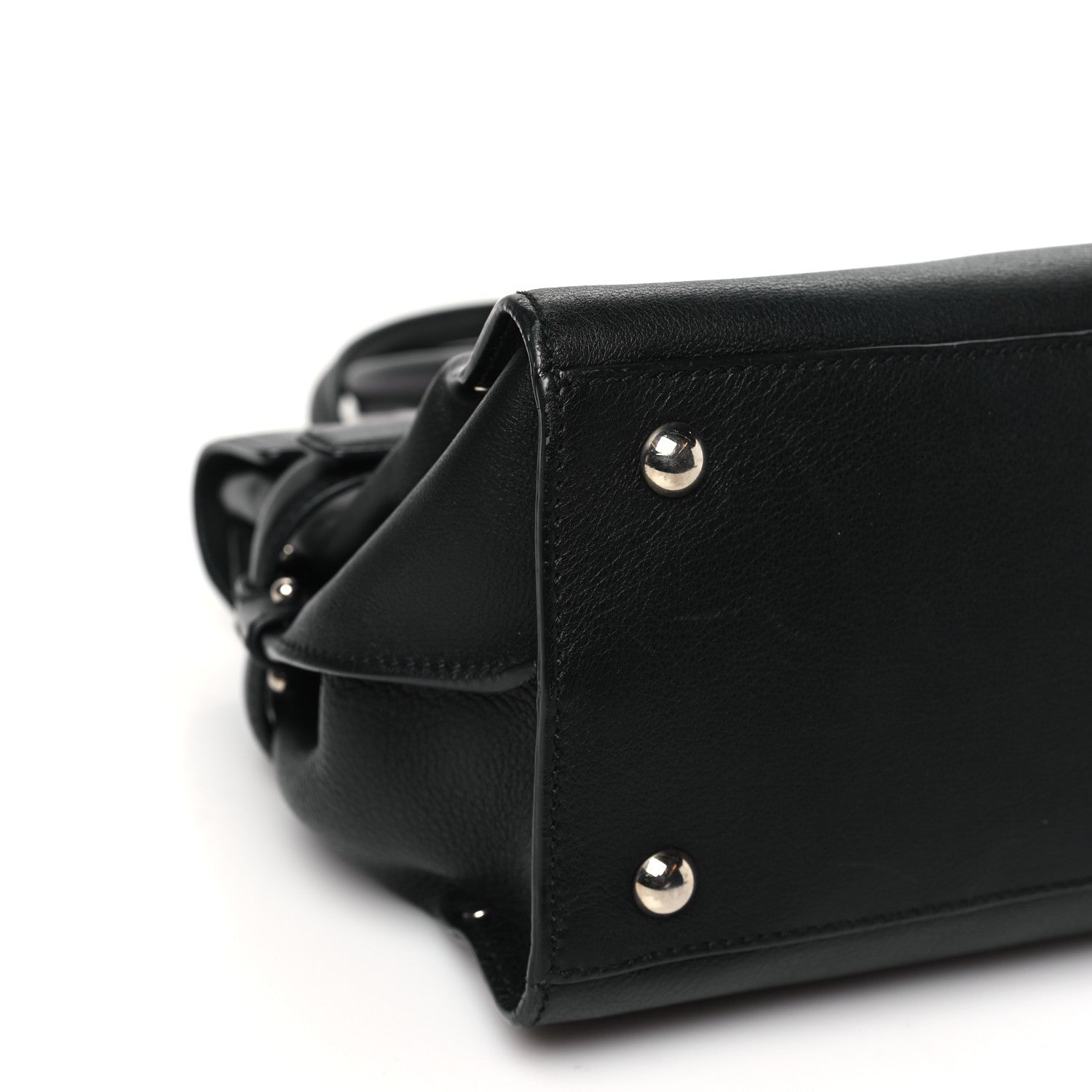 Salvatore Ferragamo Calfskin Gancini Top Handle Satchel Black 8 of 11