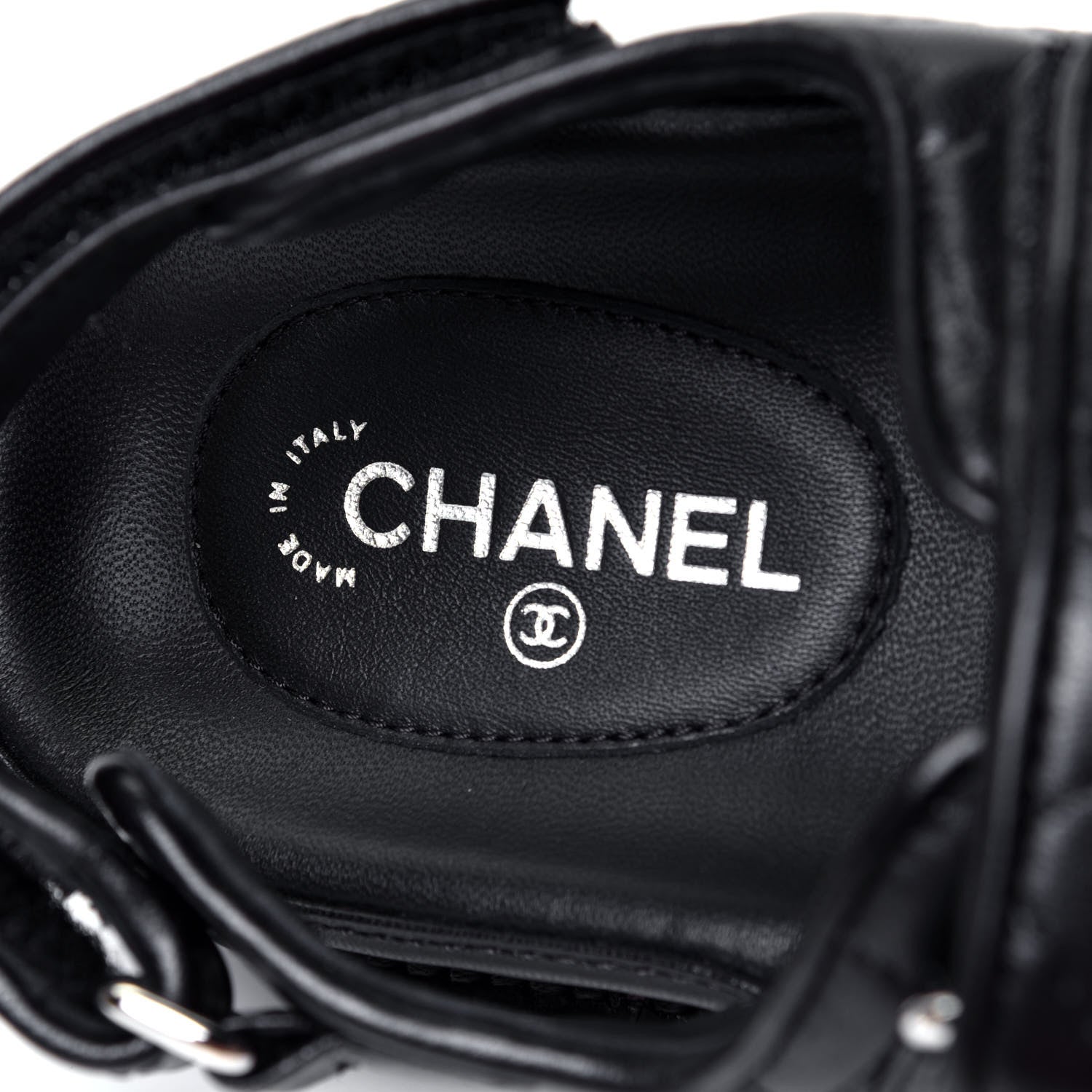 Chanel Lambskin Velcro Dad Sandals 35 Black 9 of 10