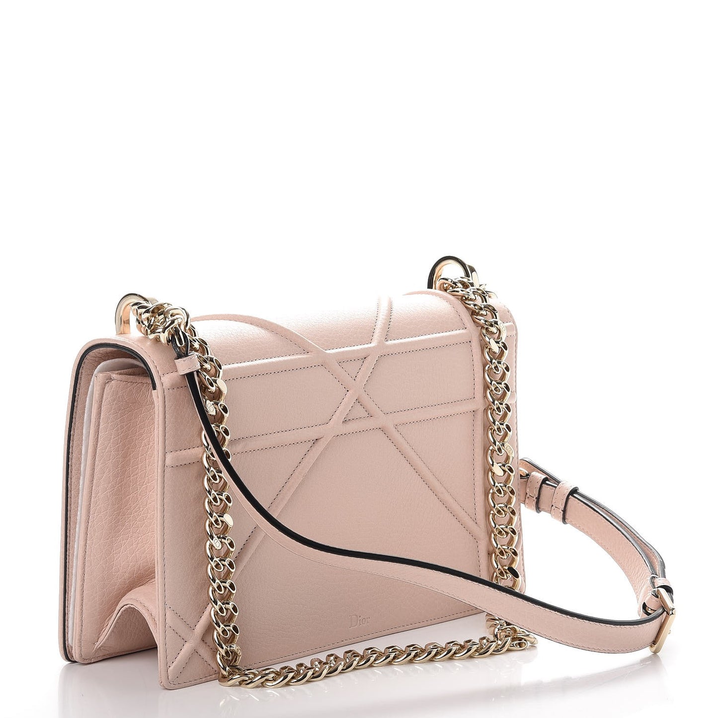 Grained Calfskin Medium Diorama Flap Bag Nude