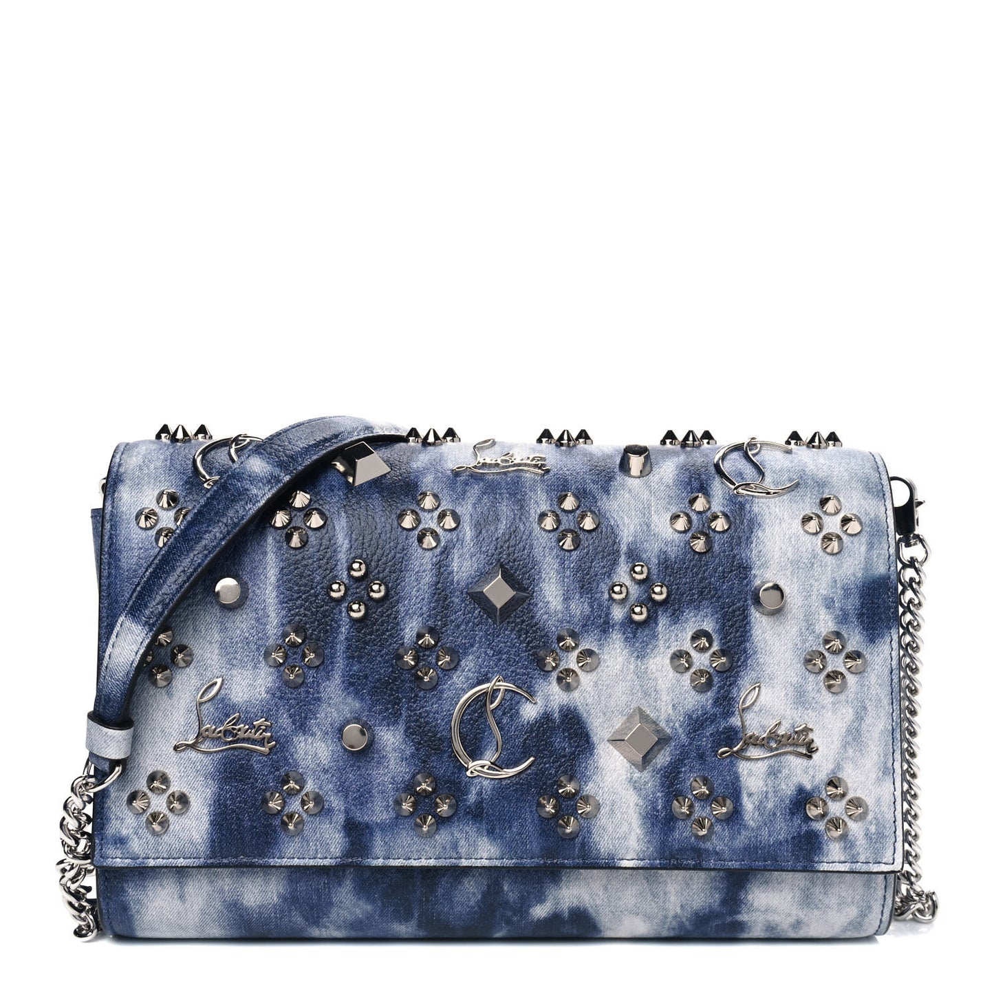 Calfskin Printed Punk Spikes Paloma Clutch Multicolor