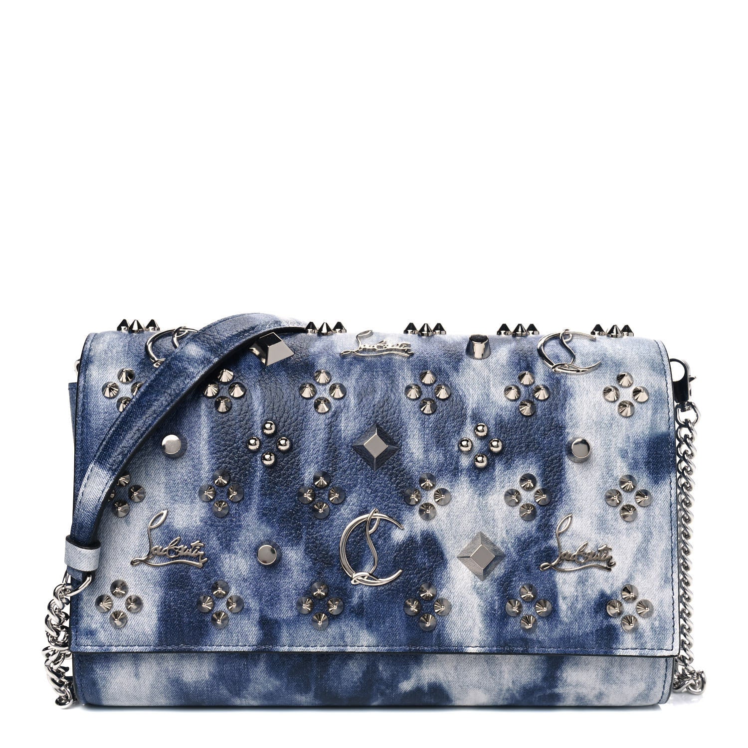 Christian Louboutin Calfskin Printed Punk Spikes Paloma Clutch Multicolor 1 of 4