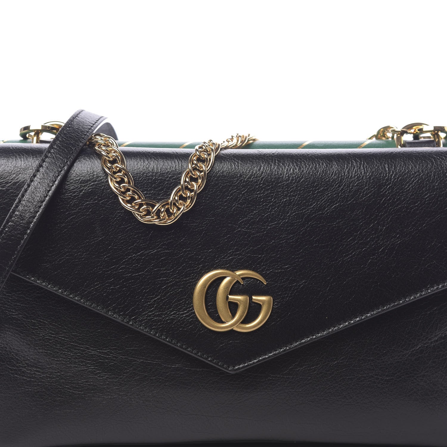Gucci Calfskin Diagonal GG Medium Thiara Double Envelope Shoulder Bag Emerald Green Black 14 of 14