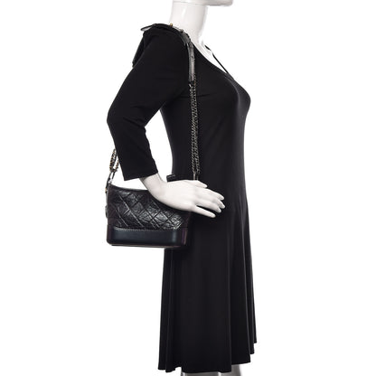Chanel Iridescent Aged Calfskin Quilted Small Gabrielle Hobo Black 2 of 10