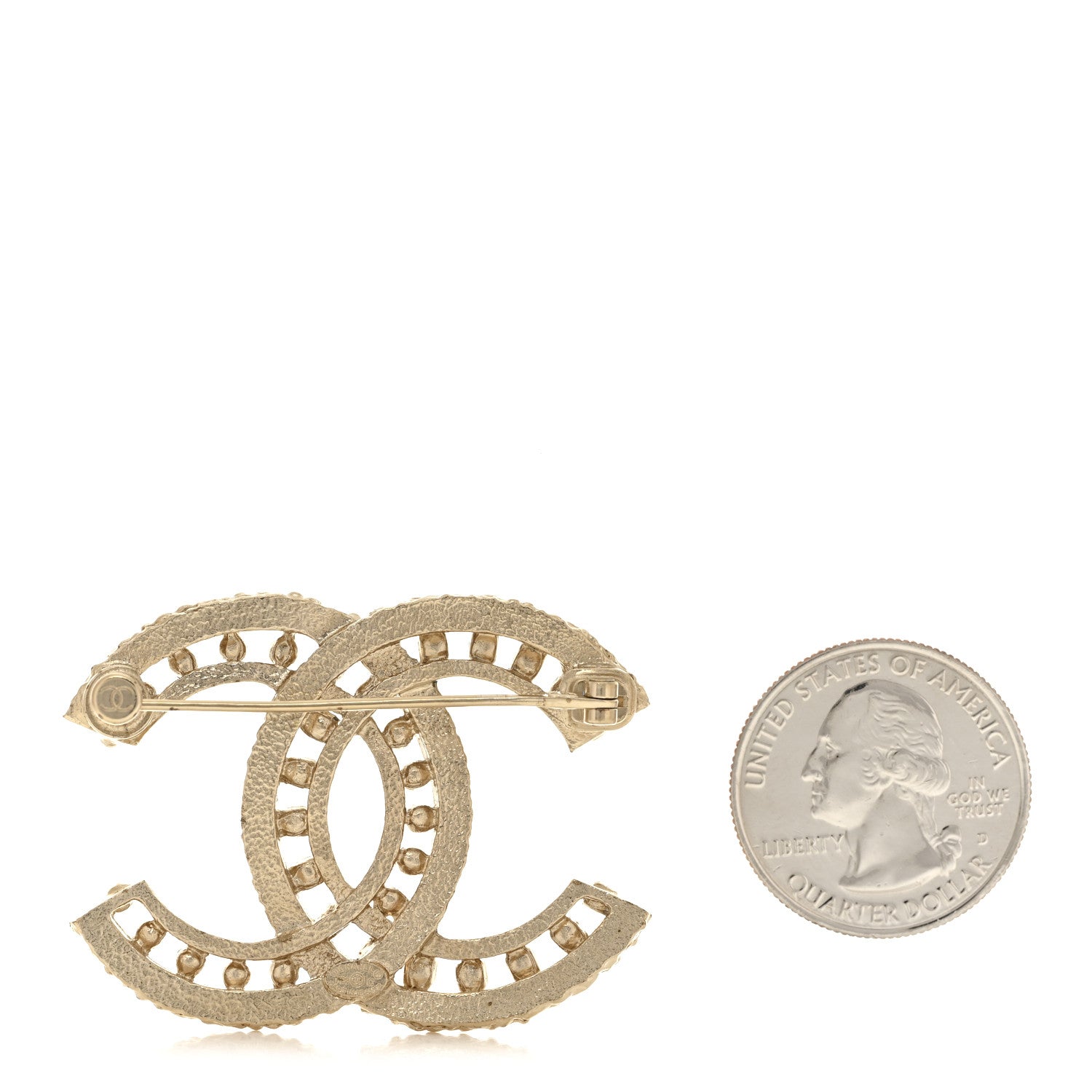 Chanel Crystal CC Brooch Gold 2 of 4