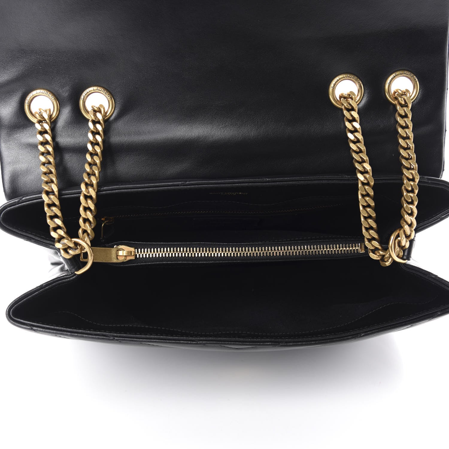 Saint Laurent Calfskin Y Quilted Monogram Medium Loulou Chain Satchel Black 5 of 12