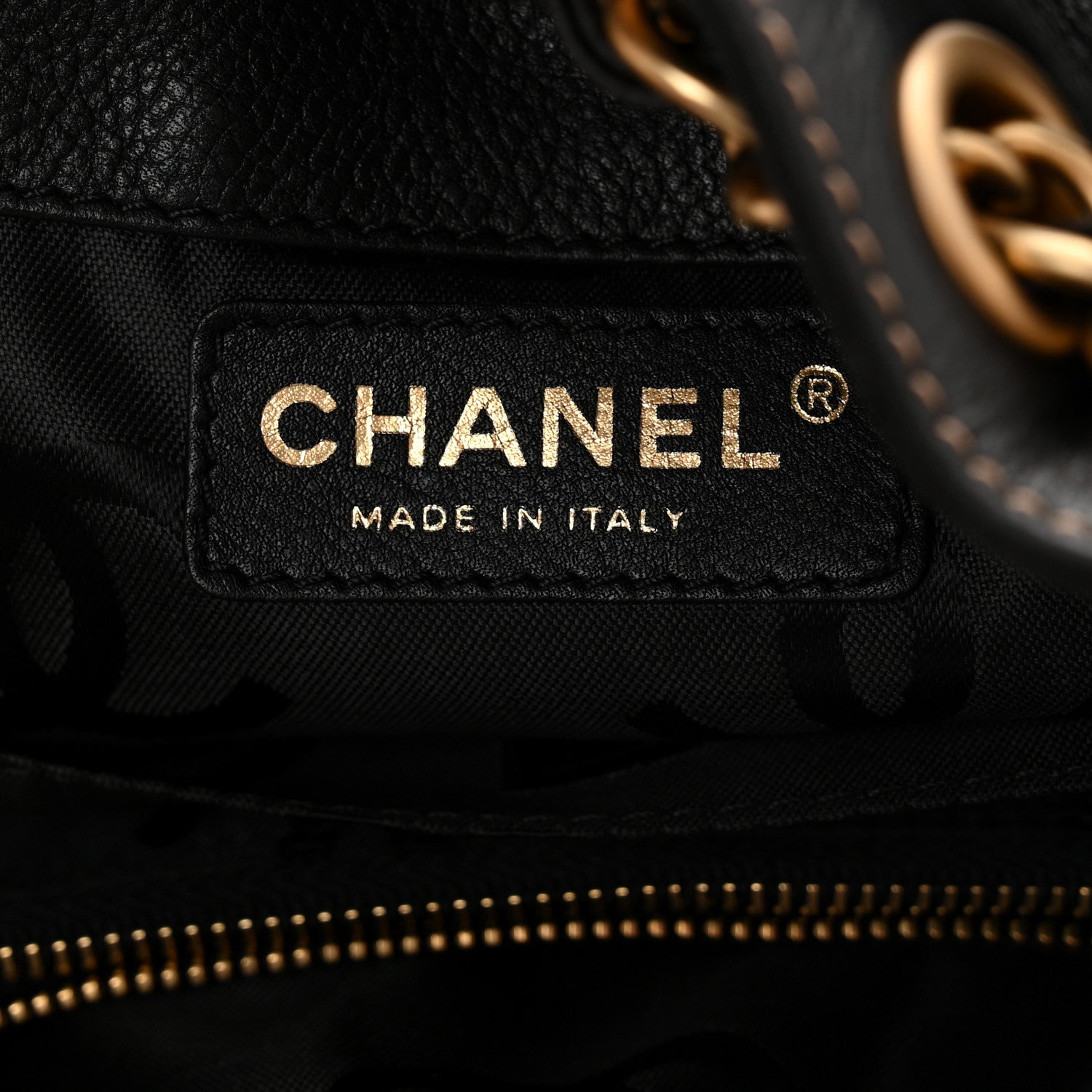Chanel Grained Calfskin CC Drawstring Bucket Bag Black 7 of 11
