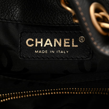 Chanel Grained Calfskin CC Drawstring Bucket Bag Black 7 of 11