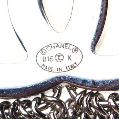 Chanel Baguette Crystal CC Chain Drop Earrings Silver 3 of 8