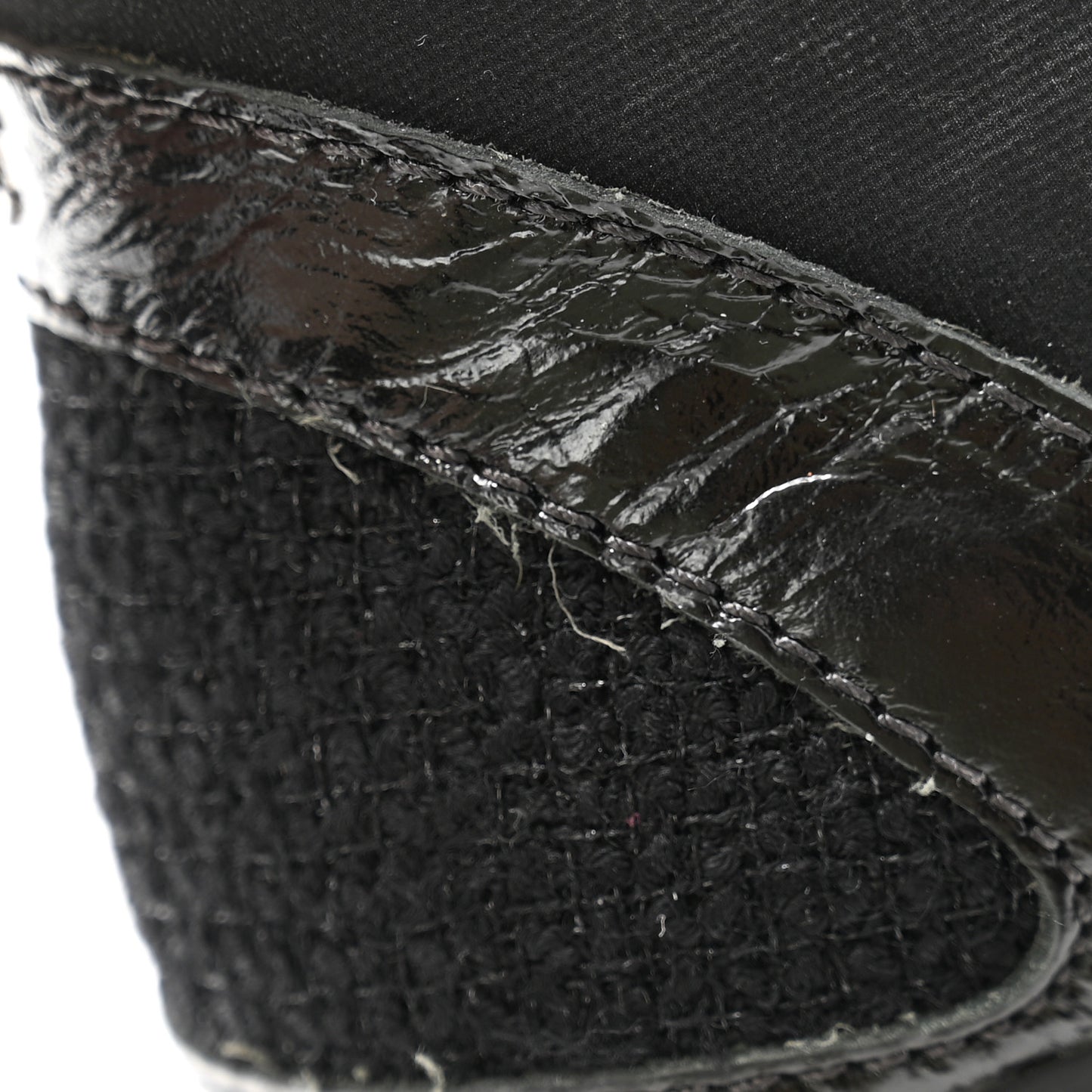 Tweed Patent Calfskin Sneaker High Boots 38.5 Black