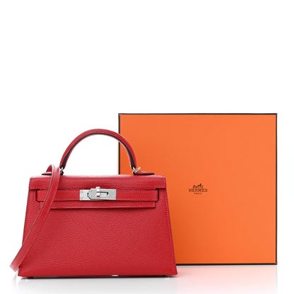 Hermes Chevre Mysore Verso Mini Kelly Sellier 20 Rouge Casaque Bubblegum 11 of 11