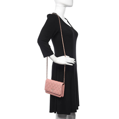 Chanel Iridescent Caviar Quilted Wallet on Chain WOC Rose Pink 2 of 11