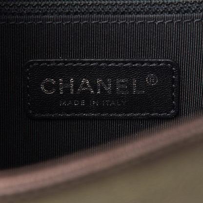 Chanel Iridescent Goatskin Quilted New Medium Boy Flap Dark Gold 6 of 9