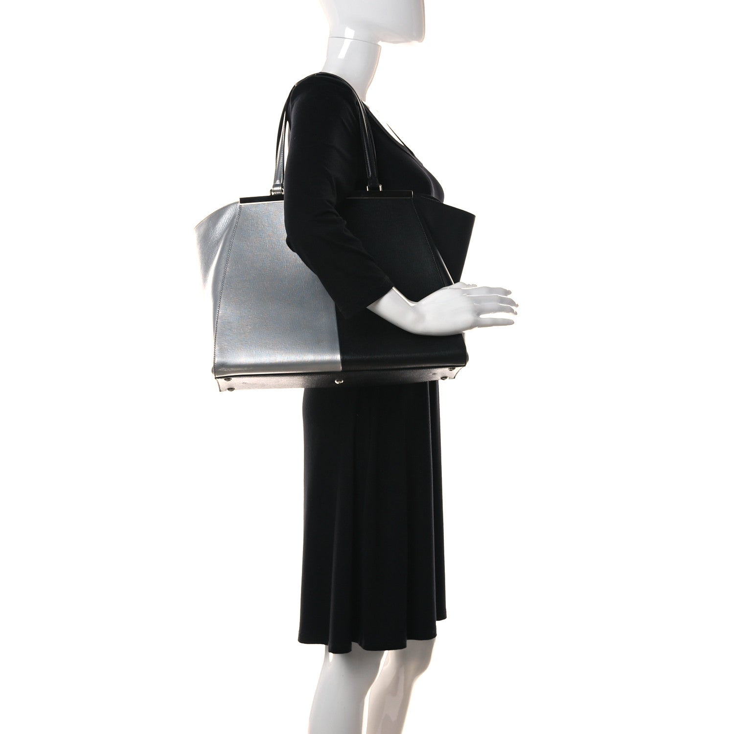 Fendi Vitello Elite Bi Color 3Jours Tote Argento Black 2 of 28