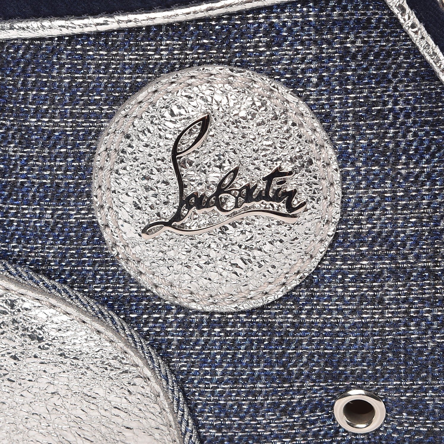 Christian Louboutin Lame Lou Spikes Flat Sneakers 37 Blue 8 of 9