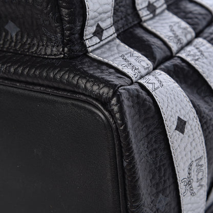 MCM Metallic Visetos Striped Medium Stark Backpack Silver Black 13 of 17
