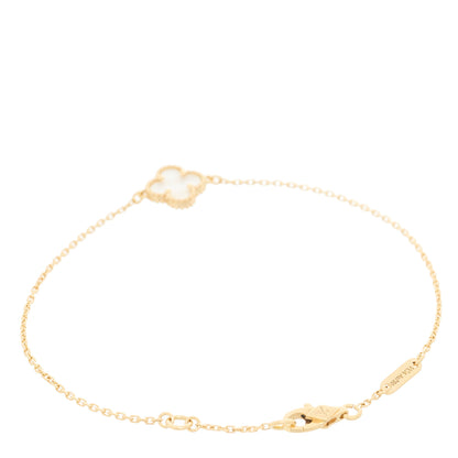 Van Cleef & Arpels 18K Yellow Gold Mother of Pearl Sweet Alhambra Bracelet 2 of 5
