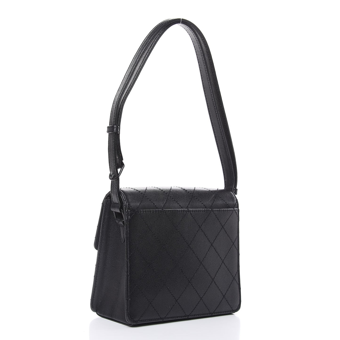 Caviar Diamond Stitched Square Flap So Black