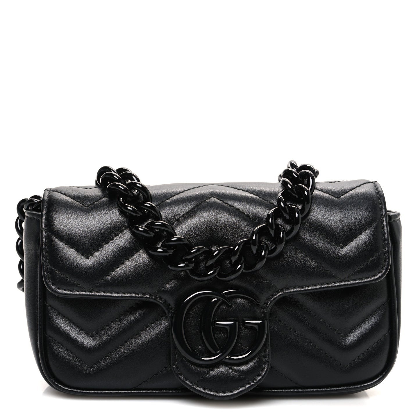 Calfskin Matelasse Monochrome GG Marmont Chain Belt Bag Black