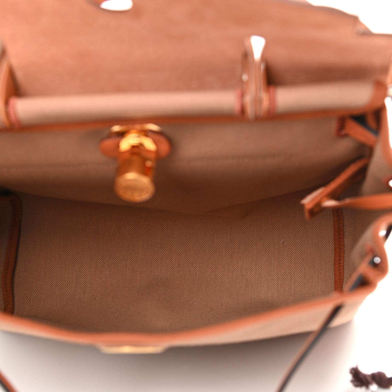 Hermes Military Toile Vache Hunter Herbag Zip Retourne 31 PM Chai Fauve Naturel Cuivre 6 of 9