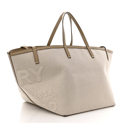 Burberry Cotton Canvas Mini Logo Horseferry Tote Bag Off White 5 of 13