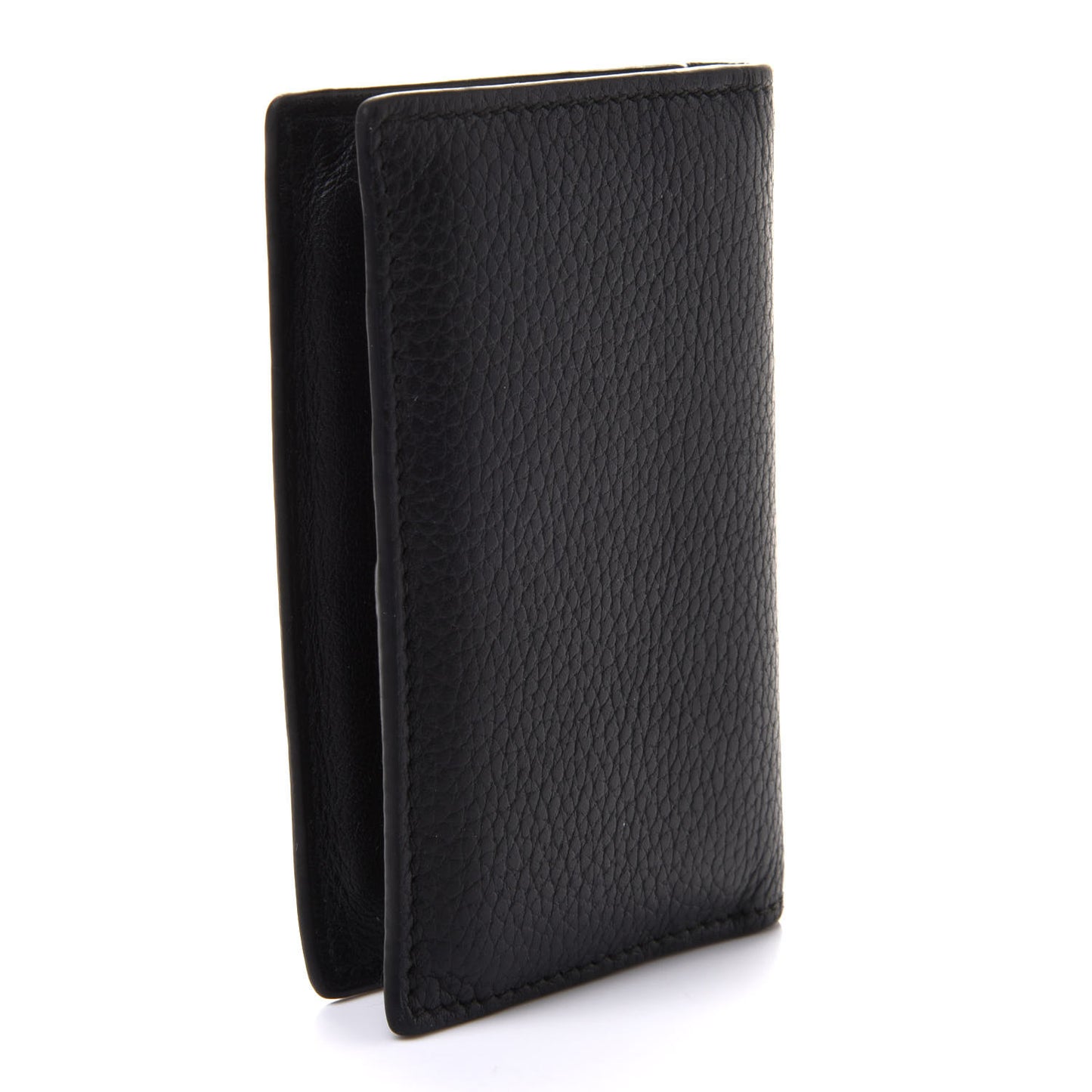 Grained Calfskin Skull Card Holder Black